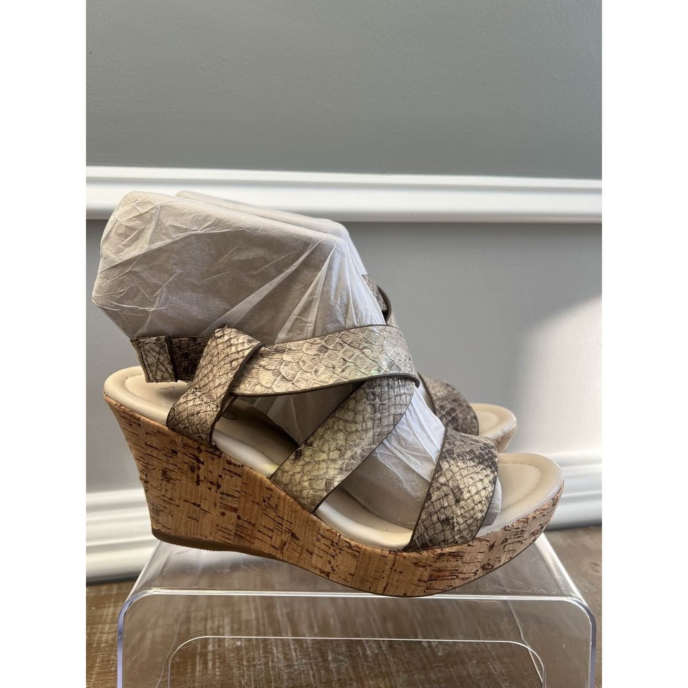 Aldo Snakeskin Platform Cork Wedge Sandals Women's Size 8